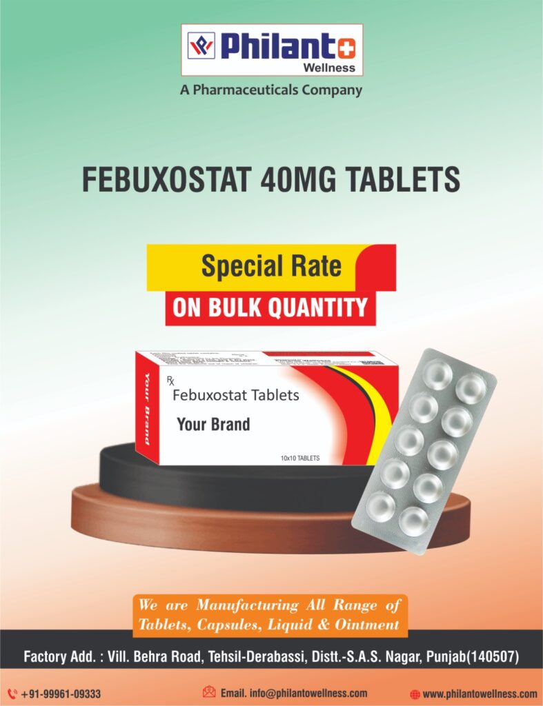 Febuxostat 40 mg Tablets Manufacturers in India